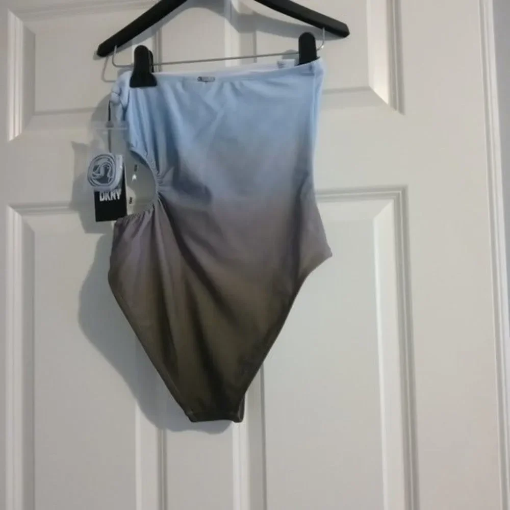 NWT DKNY Ombre Blue Strapless One Piece Swimsuit - Picture 9 of 14